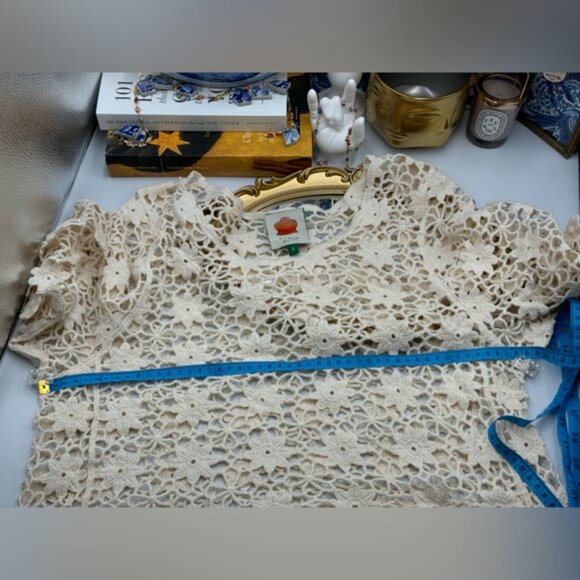 🆕 FARM Rio 🧿 NWOT Off White Crochet Crop Top, Sz Sm - Picture 13 of 13